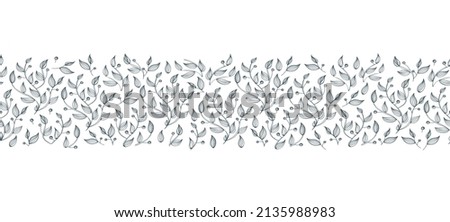seamless brush, border with plant design.  floral frame background template with leaves, branches  seamless borders, greenery frame.