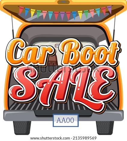 Car boot sale typography design illustration