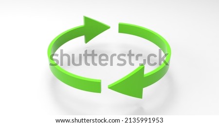Green Eco Recycle Arrows, Recycled Icon and Rotation Cycle Symbol with Arrows Royalty-Free Stock Photo #2135991953