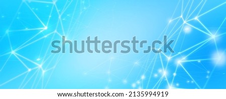 Panoramic abstract dot and triangle connection background., The world is connect and smaller concept, Digital futuristic Earth minimalism background Royalty-Free Stock Photo #2135994919