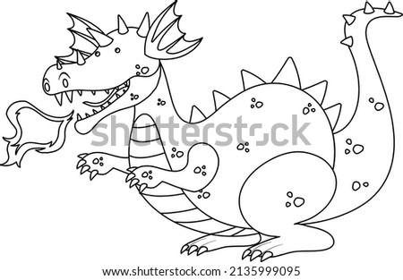 Dragon black and white doodle character illustration