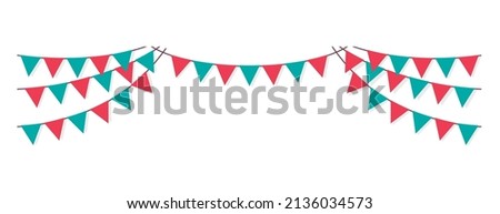 Bunting garland (pennant flags) decoration illustration Royalty-Free Stock Photo #2136034573