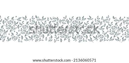 seamless brush, border with plant design.  floral frame background template with leaves, branches  seamless borders, greenery frame.