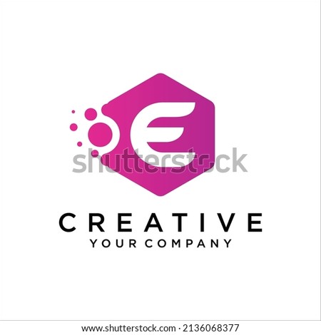 Dots Letter E Logo Design Vector Template
