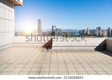 Empty rooftop in modern building. Royalty-Free Stock Photo #2136068865