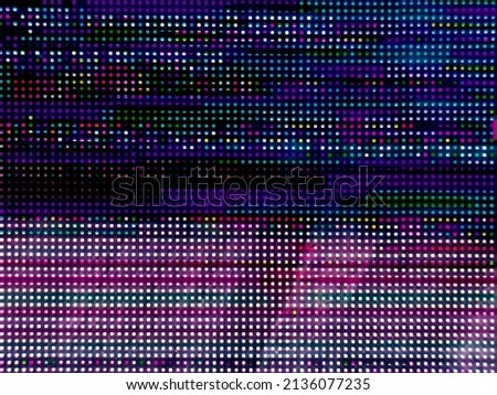 Photograph of the LED Screen glitch, LED glitch, interference LED panel, pixel burnt out, LED screen, close-up pixels, LEDs 