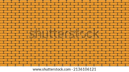 Panoramic background texture smooth orange brickwork - Vector illustration