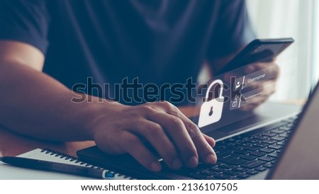 cyber security in two-step verification, Login, User, identification information security and encryption, Account Access app to sign in securely or receive verification codes by email or text message. Royalty-Free Stock Photo #2136107505