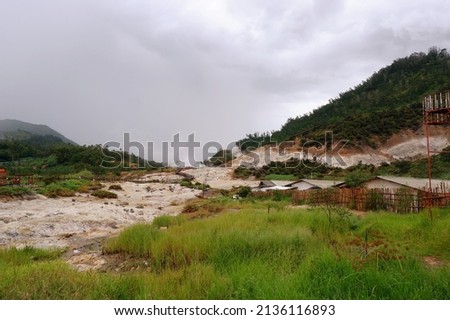 Natural tourist attraction, the sikidang crater, dieng, central Java