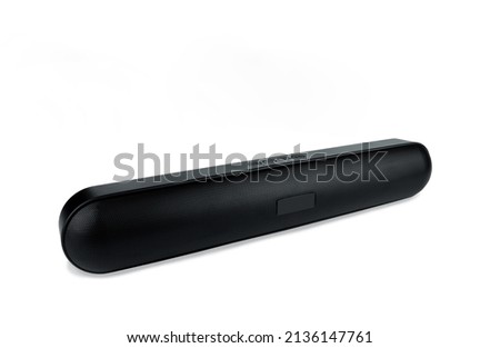 black modern design wireless bluetooth speaker or sound bar isolated on white background ( clipping path included ) Royalty-Free Stock Photo #2136147761