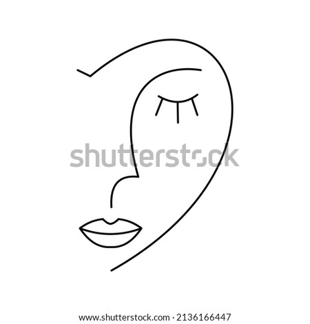 beautiful woman face line, hand drawn, single line, print, contouring, silhouette, pencil, concept, line drawing