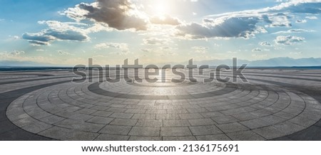 Empty square platform and mountain with sky cloud landscape at sunrise