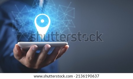 Man holding tablet. Network. Technology. Gps concept 