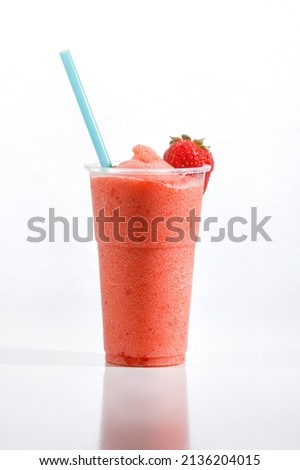 strawberry granita isolated on white background Royalty-Free Stock Photo #2136204015
