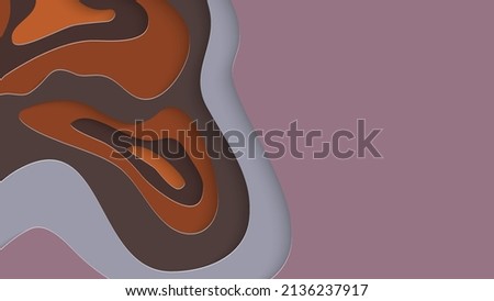 Abstract 3D paper cut art. Colorful background  with wavy layered paper craft. Artistic vector cut out shapes with realistic shadow. Bright carving texture. Topography relief imitation.