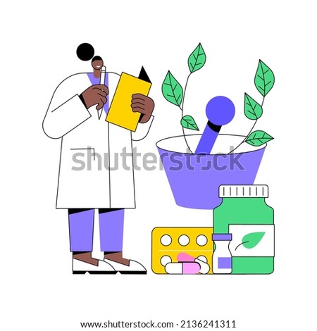 Homeopathy abstract concept vector illustration. Homeopathic medicine, alternative treatment, holistic approach, homeopathy method, natural drug, naturopathic healthcare service abstract metaphor. Royalty-Free Stock Photo #2136241311