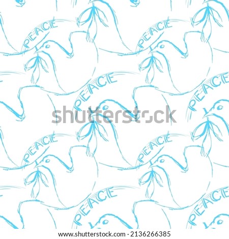 Seamless vector texture with dove of peace