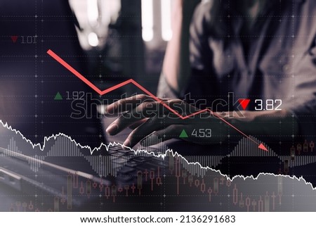 Economic crisis that will affect the world grow of inflation and fuel price. Bankruptcy and declining stocks Royalty-Free Stock Photo #2136291683