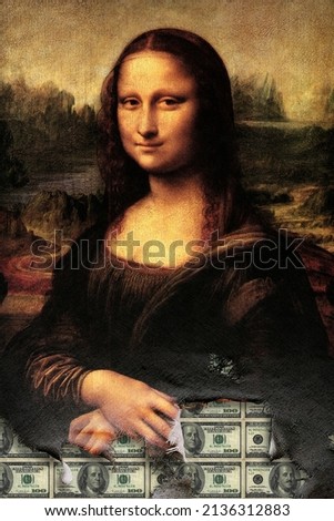  Mona Lisa Money- Leonardo da Vinci renaissance woman art Royalty-Free Stock Photo #2136312883