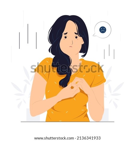 Woman feeling sorry concept illustration Royalty-Free Stock Photo #2136341933
