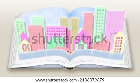 Real estate and building activity concept with opened book