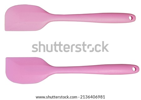 silicone pink baking spatula kitchen isolated Royalty-Free Stock Photo #2136406981
