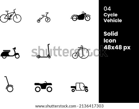 Cycle , Motorcycle vehicles solid and flat icon