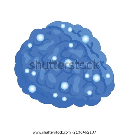 Isometric neurological neurology composition with isolated image of blue human brain with glowing dots vector illustration
