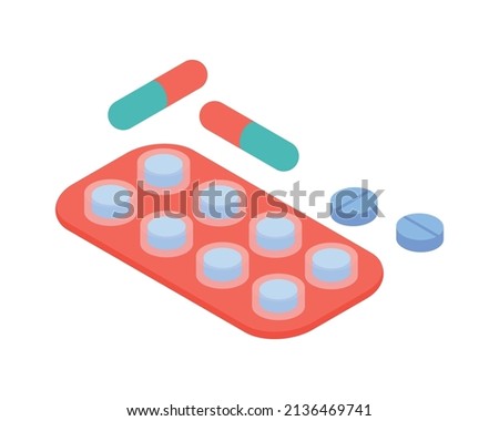 Isometric gynecology obstetrics composition with isolated image of medical drugs pills on blank background vector illustration