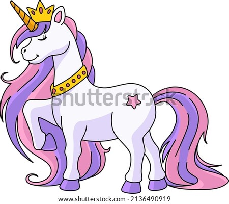Unicorn Princess Cartoon Colored Clipart 