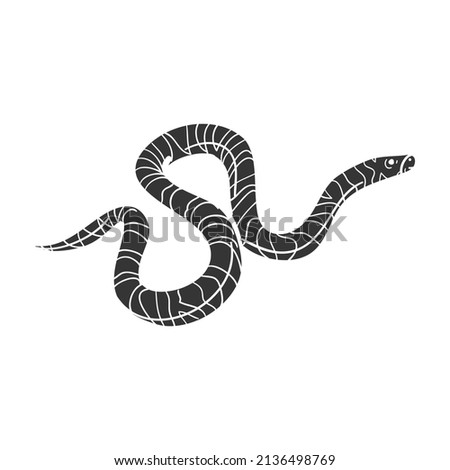 Snake Icon Silhouette Illustration. Reptile Serpent Predator Vector Graphic Pictogram Symbol Clip Art. Doodle Sketch Black Sign.