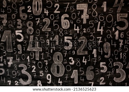 Background of numbers. from zero to nine. Numbers texture. Finance data concept. Mathematic. Seamless pattern with numbers. financial crisis concept. Business success. Royalty-Free Stock Photo #2136525623