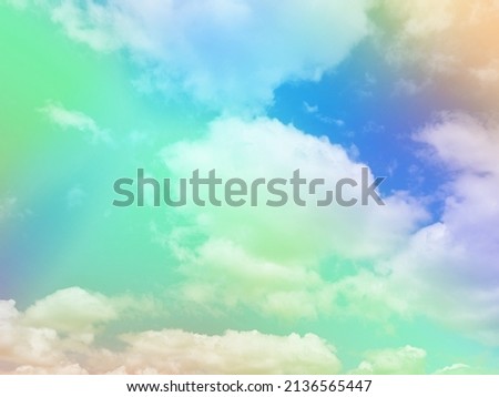 beauty sweet pastel green orange colorful with fluffy clouds on sky. multi color rainbow image. abstract fantasy growing light