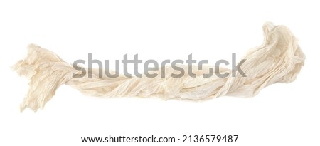 Wrinkled gauze fabric isolated on white background. Cotton gauze fabric cloth. Royalty-Free Stock Photo #2136579487