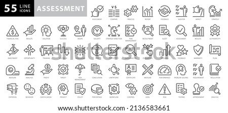 Assessment line icons. Editable stroke. Pixel perfect Royalty-Free Stock Photo #2136583661
