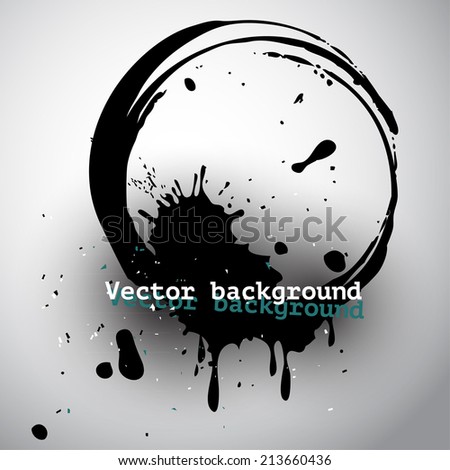 Round black vector blot in grunge style, graphic design element for poster or flyer