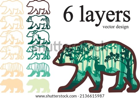 animal bear wildlife forest layered ready project business 3d model tree plastic coloring figurine sale vector wood carving eco design idea jungle grizzly cool successful cartoon summer deer fox fauna Royalty-Free Stock Photo #2136615987