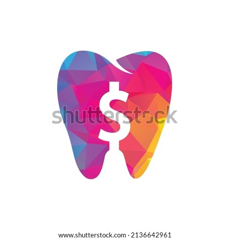 Dental dollar logo vector. Tooth and dollar coin vector icon. Dental saving money symbol, logo illustration.