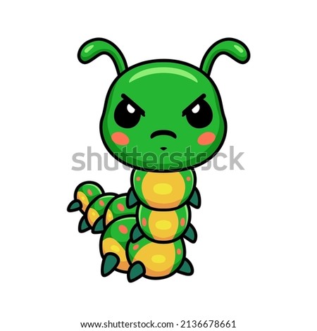 Cute angry little caterpillar cartoon