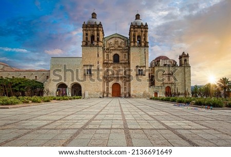 Mexico, Landmark Santo Domingo Cathedral in historic Oaxaca city center. Royalty-Free Stock Photo #2136691649
