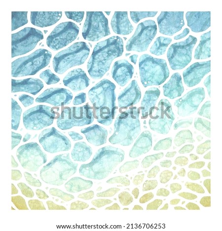 Watercolor illustration of sunny sea beach isolated on white background. Marine collection of hand drawn illustrations. Can be used in stickers, textiles, scrapbooking and wrapping paper.