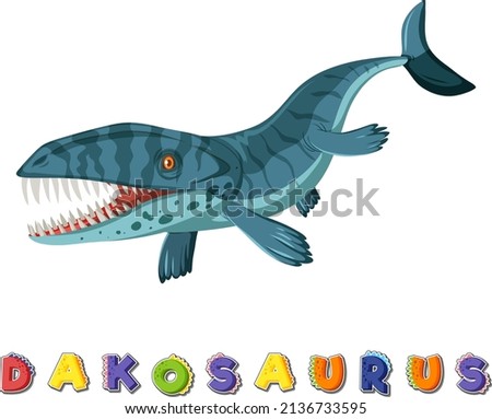 Dinosaur wordcard for dakosaurus illustration