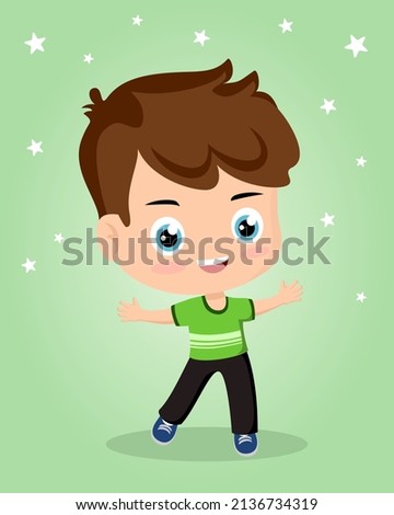 Vector illustration of a happy boy. cartoon of a child jumping in vector illustration