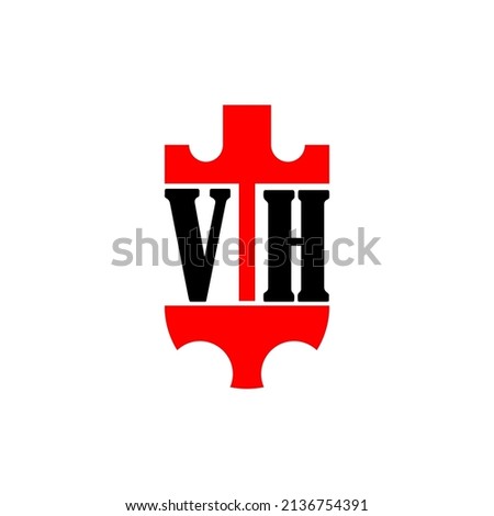 Initial letter VH red crown shield simple logo. Minimal and unique.