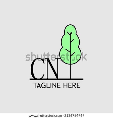 Initial letter CN with green tree logo. Minimal, simple and unique.