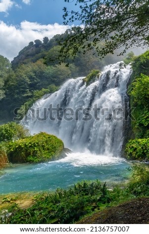 Marmore falls, Cascata delle Marmore, in Umbria region, Italy Royalty-Free Stock Photo #2136757007