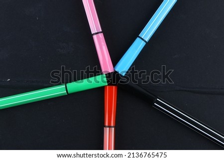 Colourful water colour pen. Pen cap
