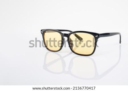 Isolated Anti Glare Night Vision Glasses for Driving, Polarised Lenses Filter Dazzling Headlights, Yellow Tinted HD Vision Lens, Light Comfortable Royalty-Free Stock Photo #2136770417