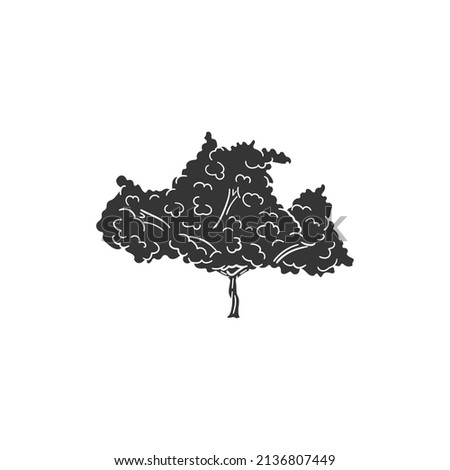 Tree Icon Silhouette Illustration. Nature Botany Foliage Vector Graphic Pictogram Symbol Clip Art. Doodle Sketch Black Sign.