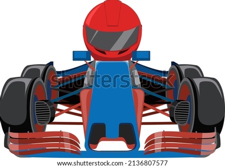 A formula one racing car with a racer illustration